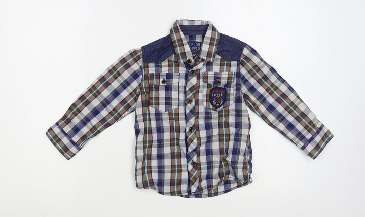 Losan Boys Multicoloured Plaid Cotton Basic Button-Up Size 3 Years Collared Button