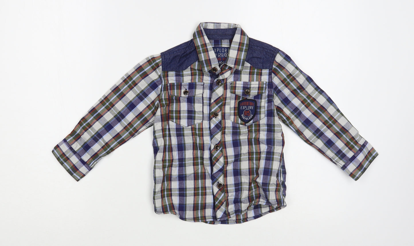 Losan Boys Multicoloured Plaid Cotton Basic Button-Up Size 3 Years Collared Button