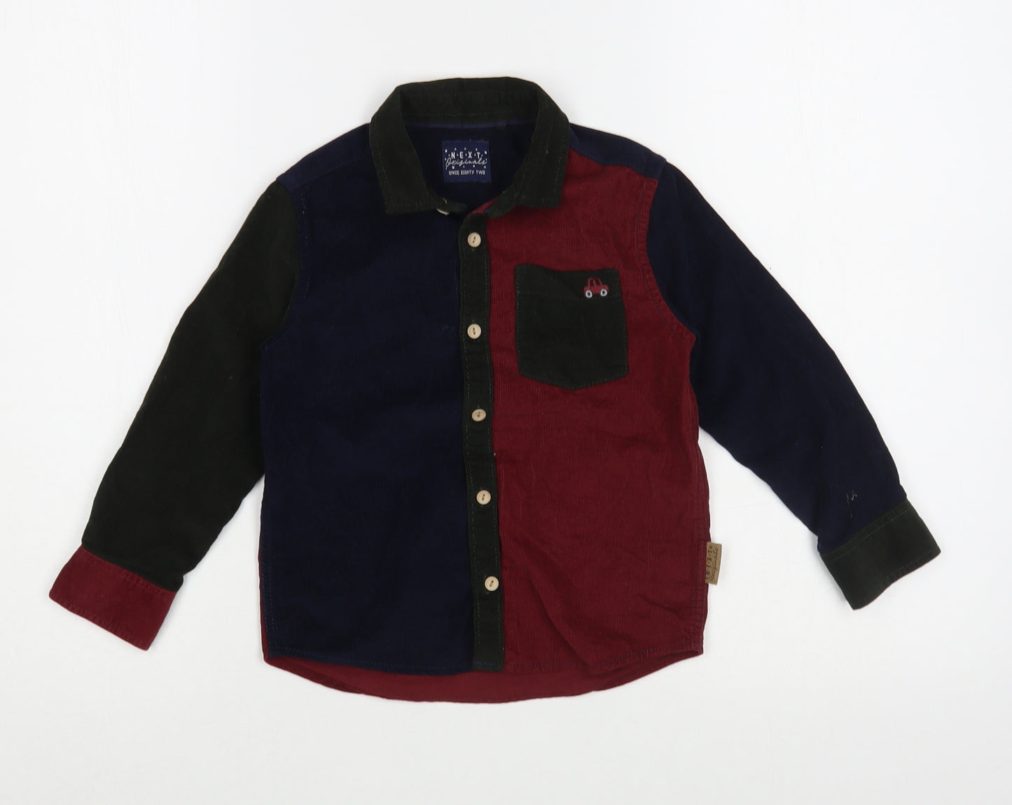NEXT Boys Multicoloured Colourblock Cotton Basic Button-Up Size 3-4 Years Collared Button