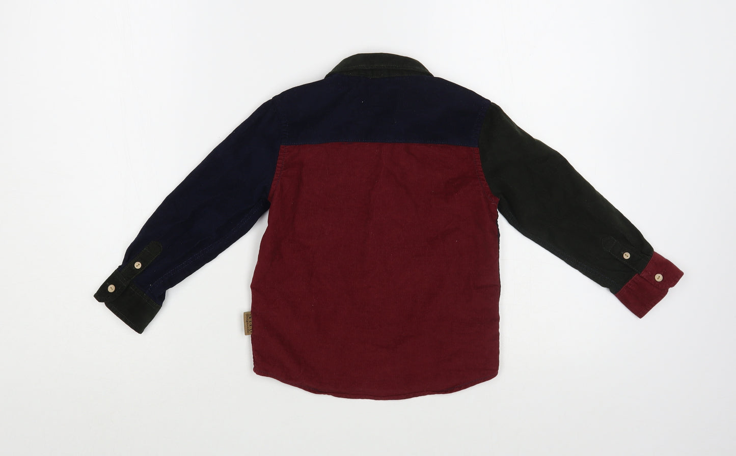NEXT Boys Multicoloured Colourblock Cotton Basic Button-Up Size 3-4 Years Collared Button