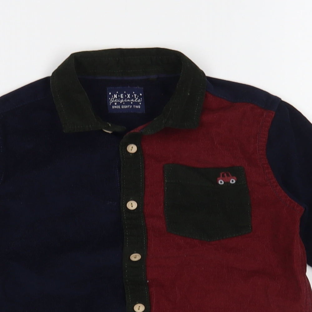NEXT Boys Multicoloured Colourblock Cotton Basic Button-Up Size 3-4 Years Collared Button