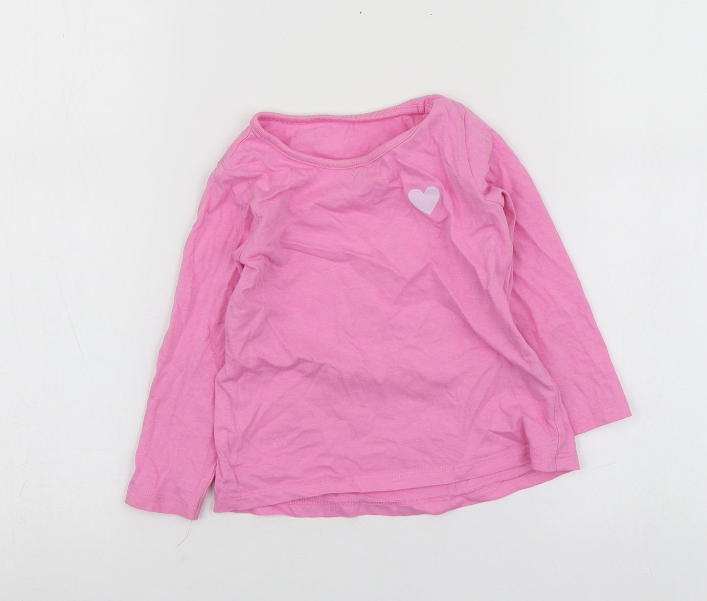 Dunnes Stores Girls Pink  Cotton Basic T-Shirt Size 18-24 Months Round Neck