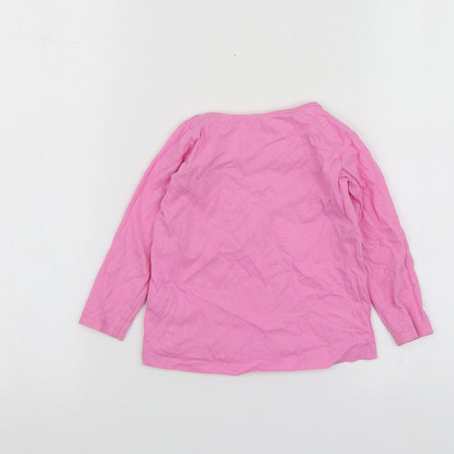 Dunnes Stores Girls Pink  Cotton Basic T-Shirt Size 18-24 Months Round Neck
