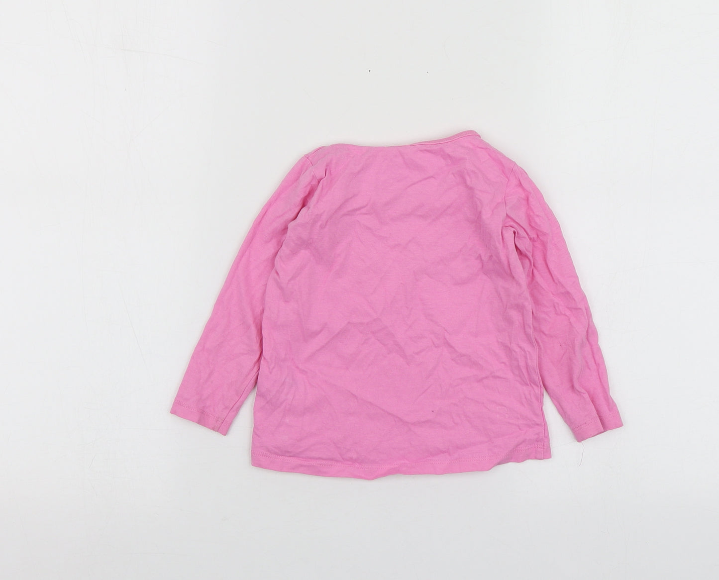 Dunnes Stores Girls Pink  Cotton Basic T-Shirt Size 18-24 Months Round Neck