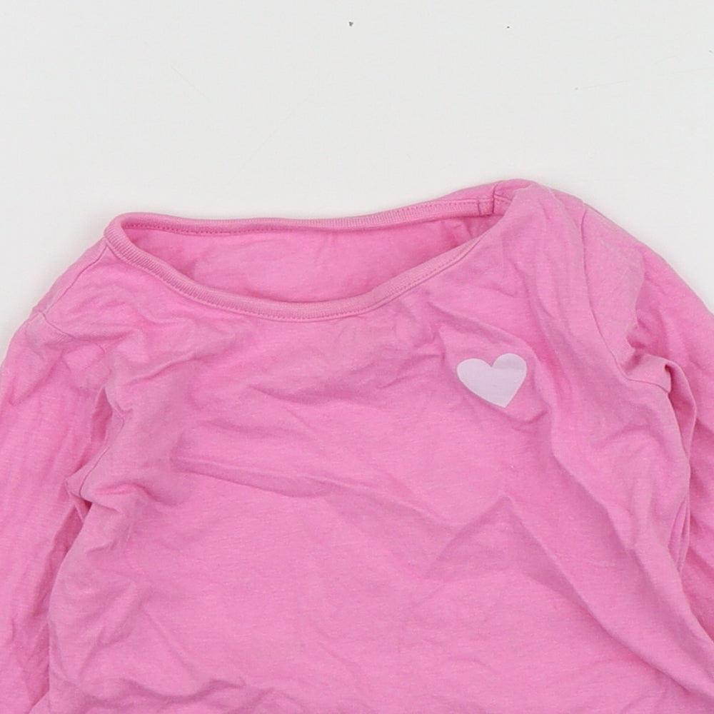 Dunnes Stores Girls Pink  Cotton Basic T-Shirt Size 18-24 Months Round Neck