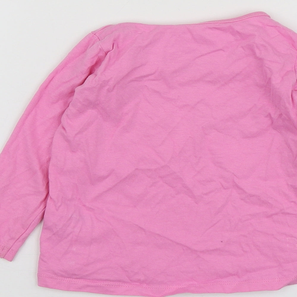 Dunnes Stores Girls Pink  Cotton Basic T-Shirt Size 18-24 Months Round Neck