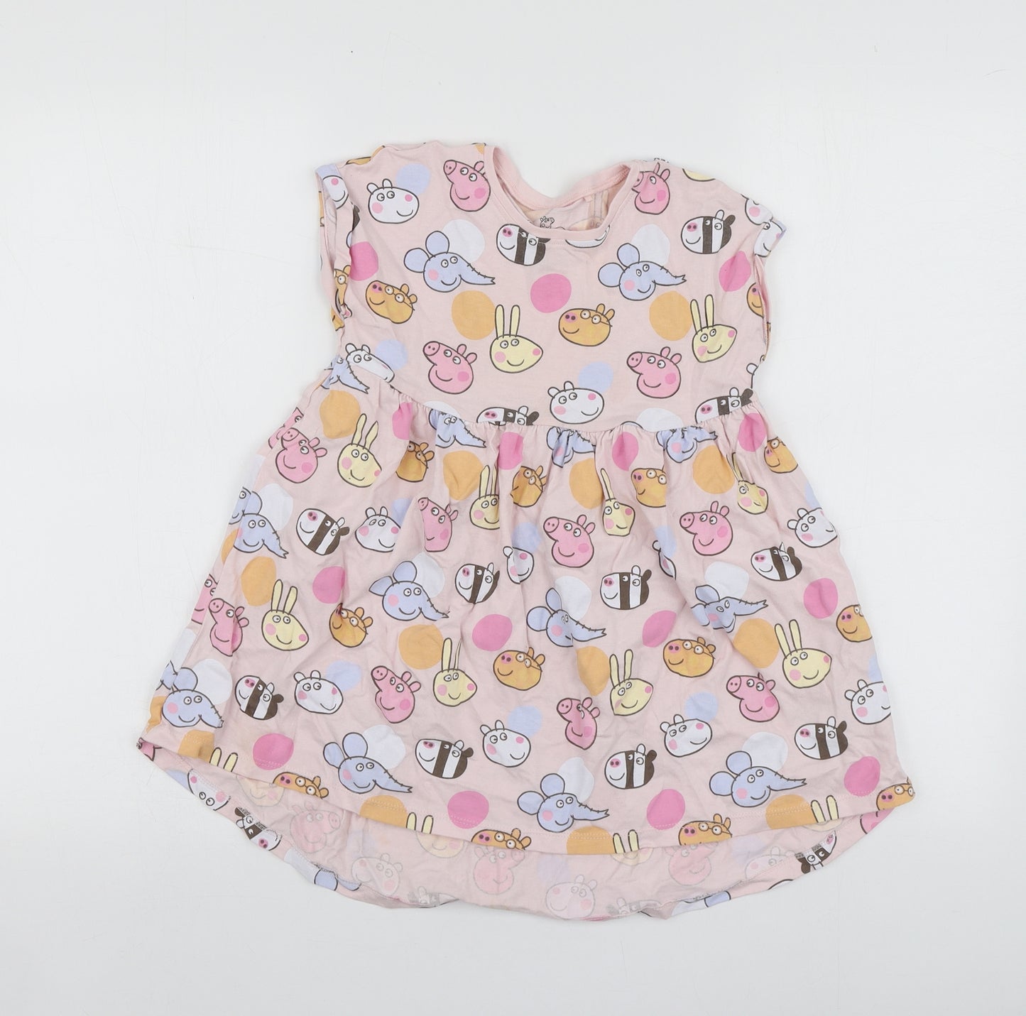 NEXT Girls Pink Geometric Cotton Skater Dress  Size 2-3 Years  Round Neck  - Peppa Pig