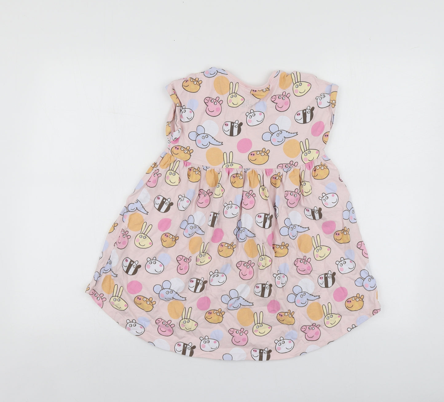 NEXT Girls Pink Geometric Cotton Skater Dress  Size 2-3 Years  Round Neck  - Peppa Pig