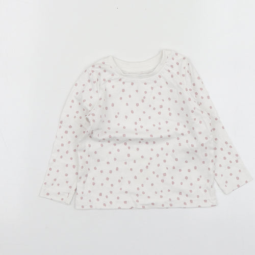 George Girls White Polka Dot Cotton Basic T-Shirt Size 12-18 Months Round Neck