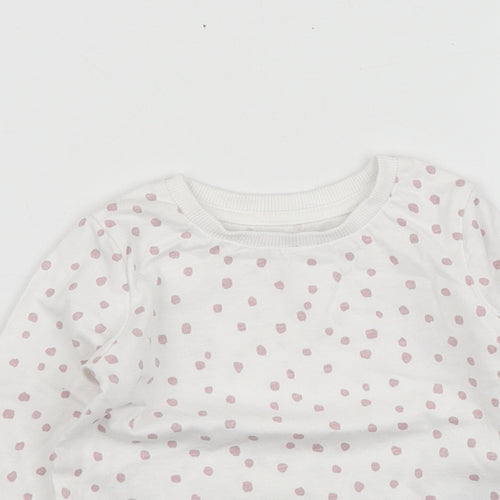 George Girls White Polka Dot Cotton Basic T-Shirt Size 12-18 Months Round Neck