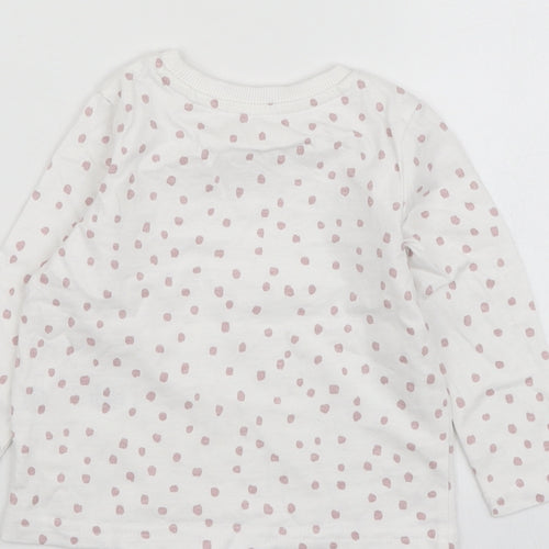 George Girls White Polka Dot Cotton Basic T-Shirt Size 12-18 Months Round Neck