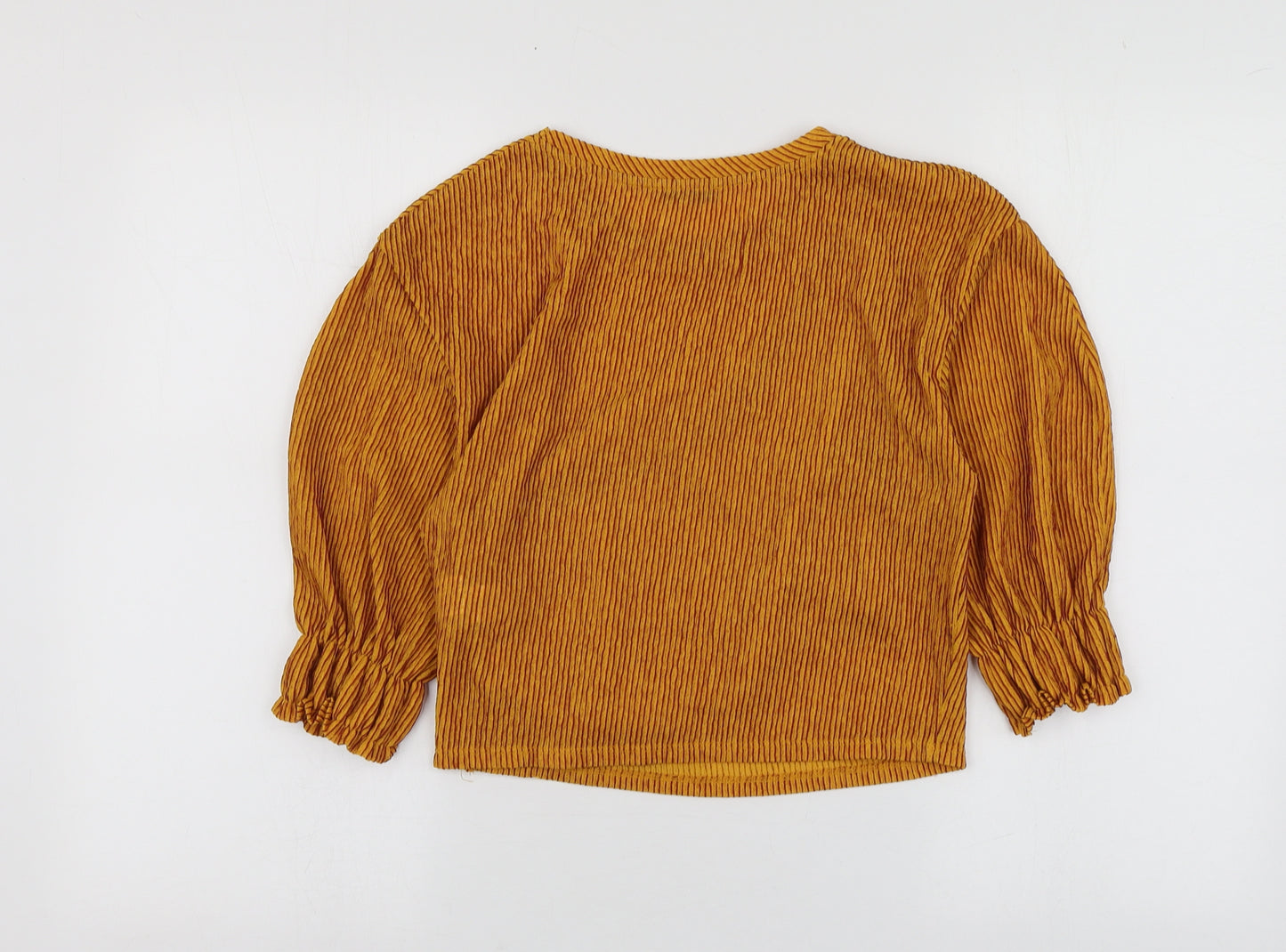 Zara Womens Yellow  Polyester Basic T-Shirt Size S V-Neck