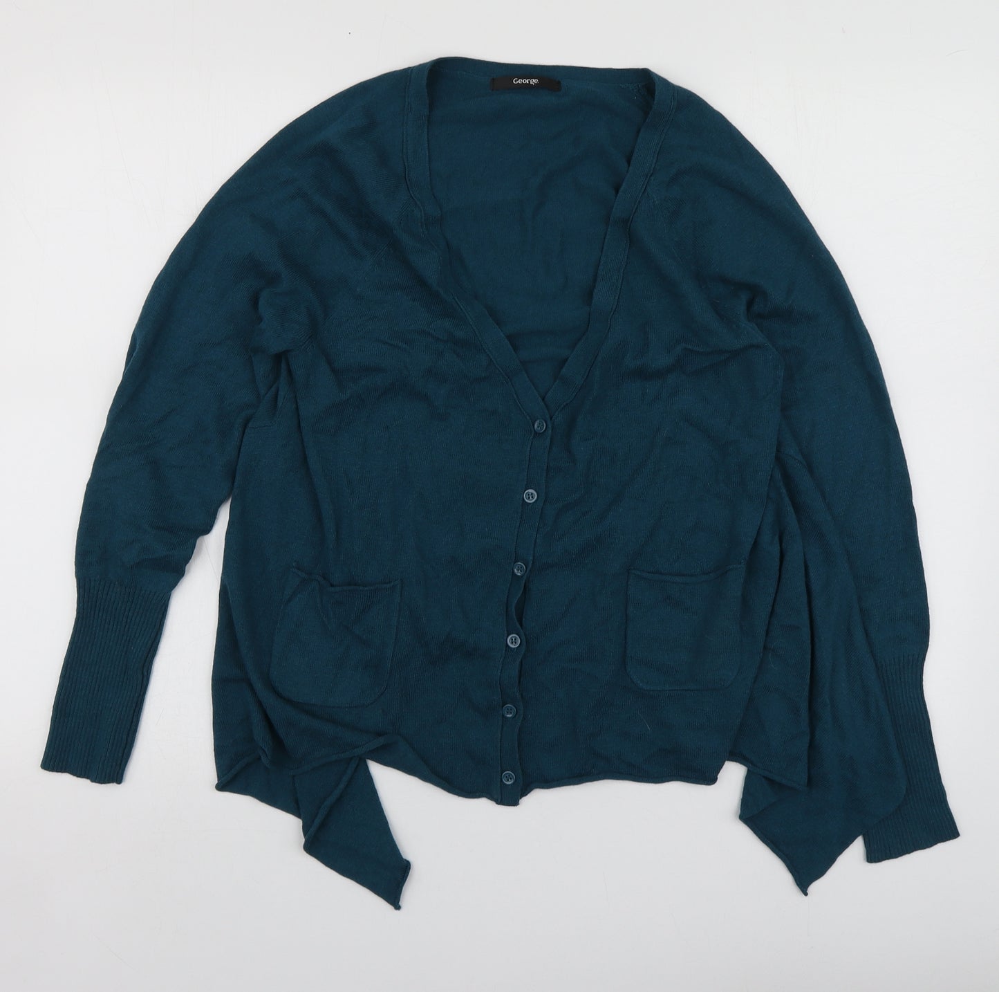 George Womens Green V-Neck  Viscose Cardigan Jumper Size 10