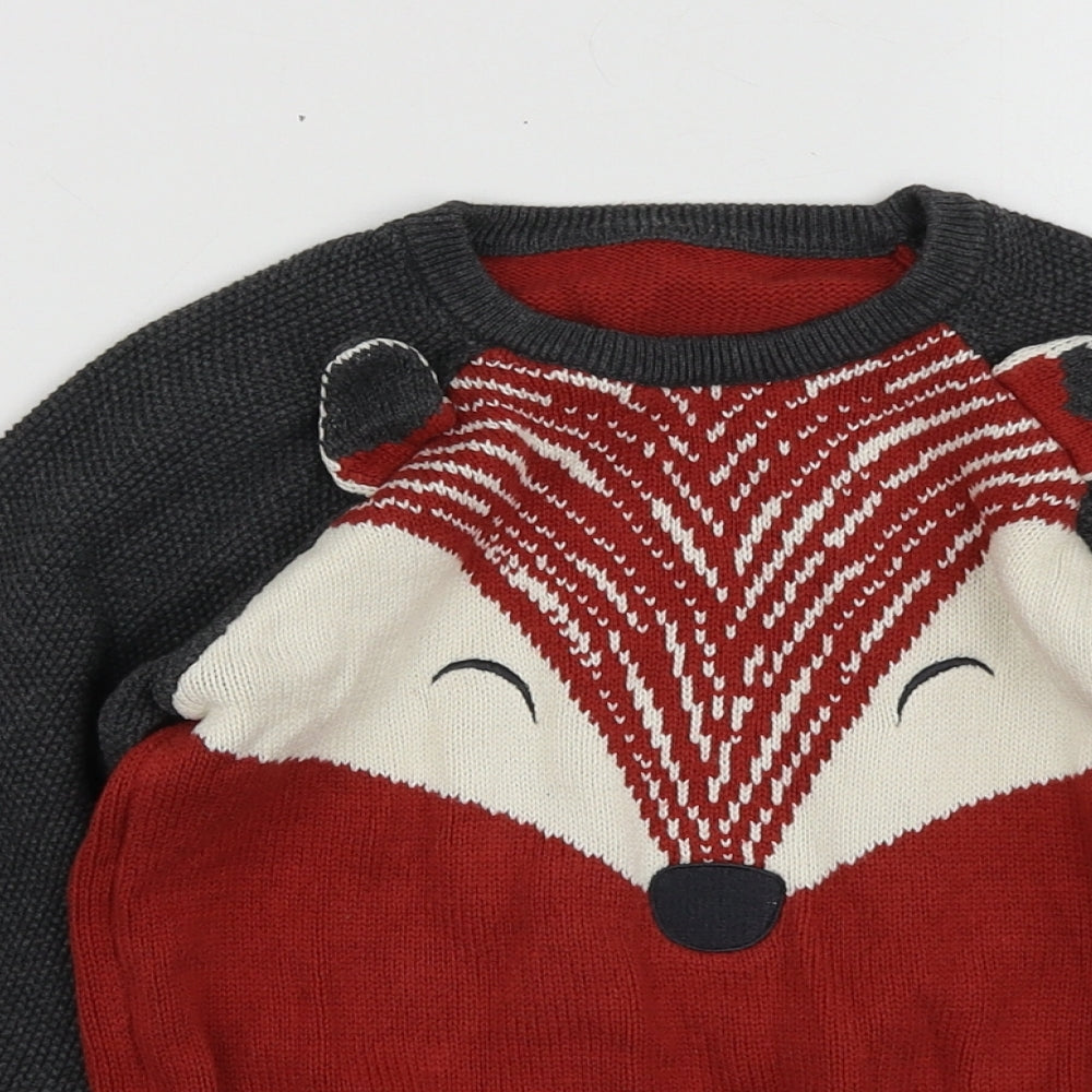 George Boys Multicoloured Round Neck Geometric Cotton Pullover Jumper Size 3-4 Years