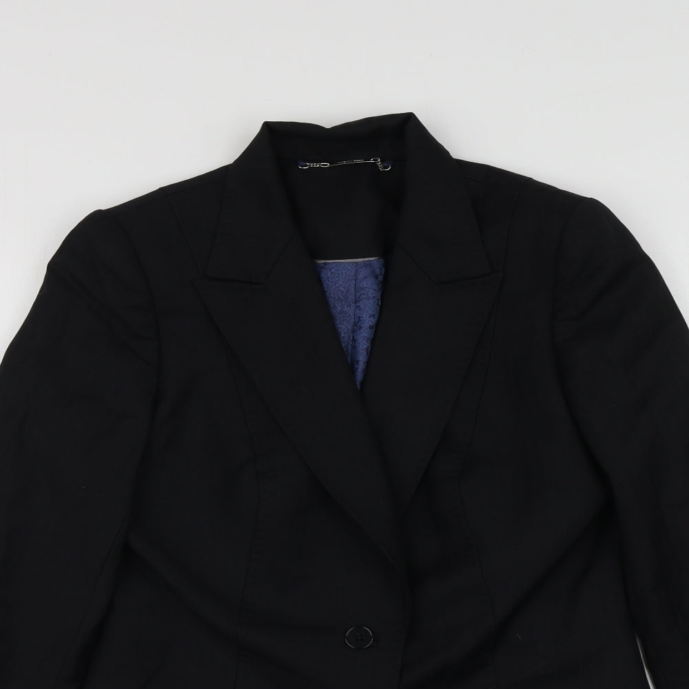 Quentin Reed Womens Black Striped Wool Jacket Suit Jacket Size 10