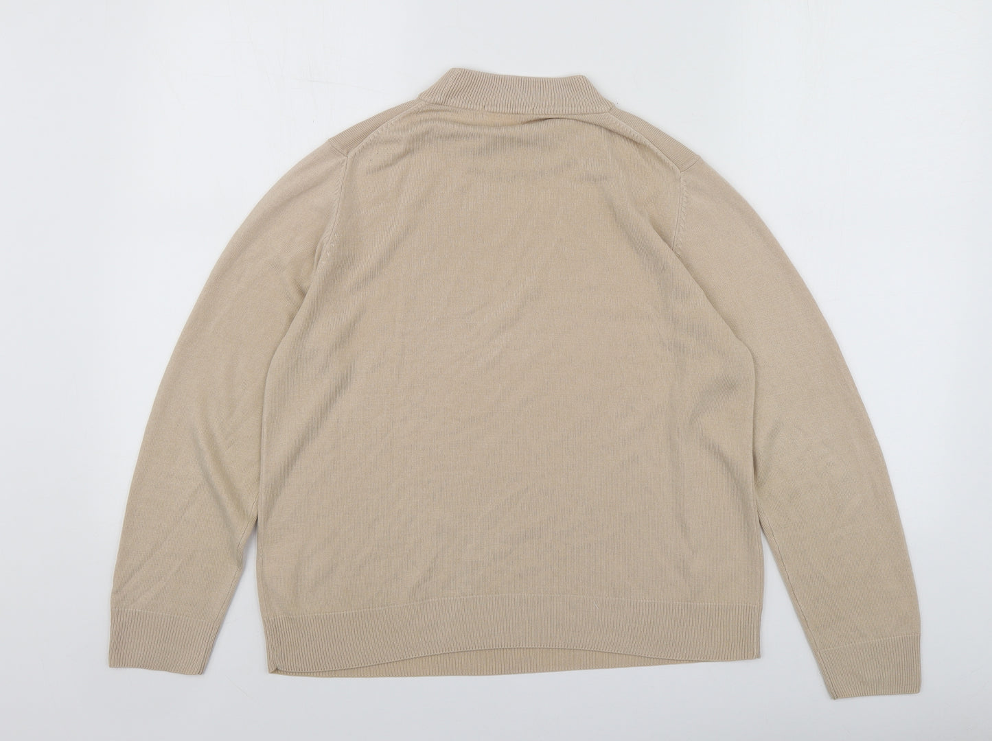 M&S Womens Beige Round Neck  Acrylic Pullover Jumper Size 14