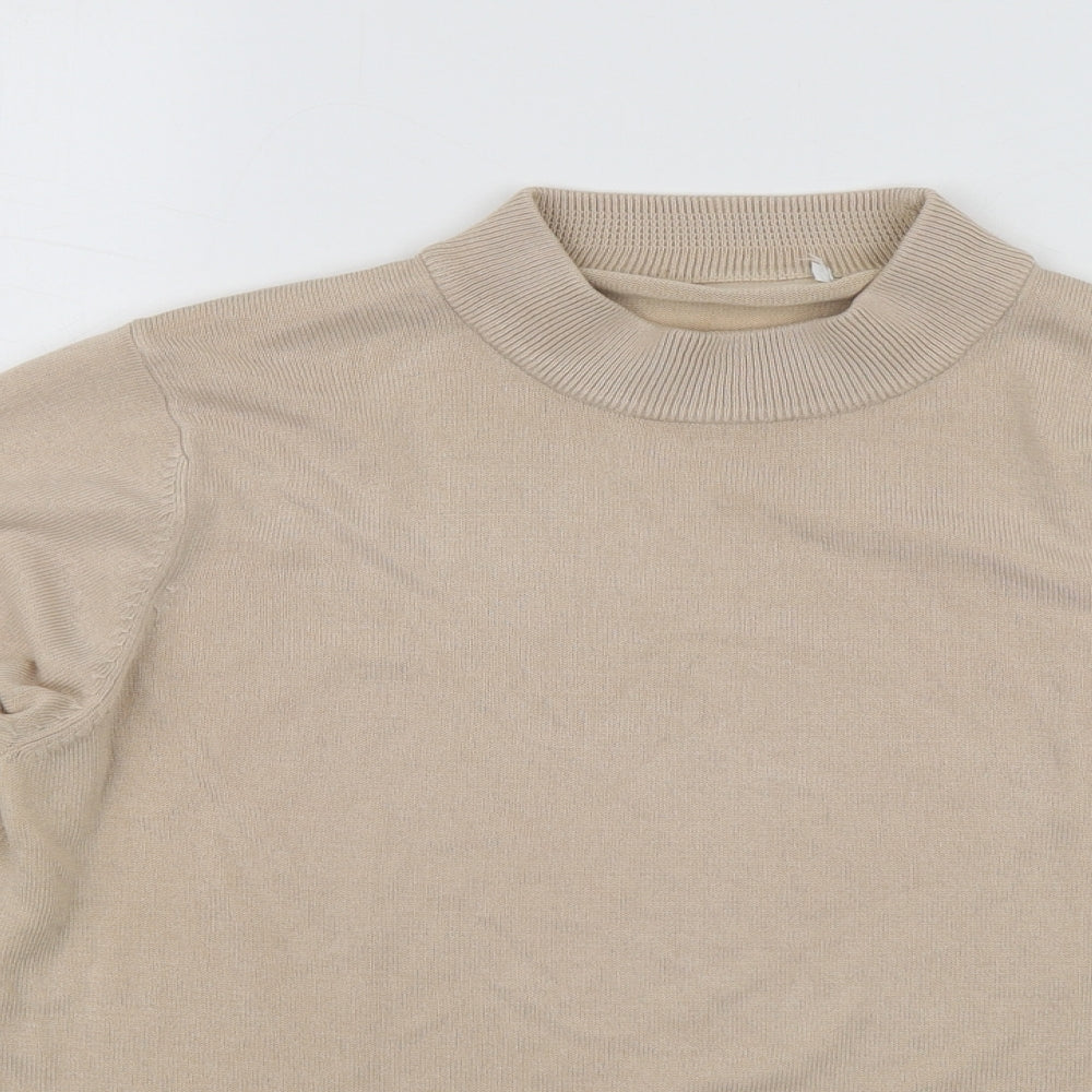 M&S Womens Beige Round Neck  Acrylic Pullover Jumper Size 14