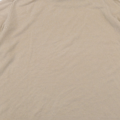 M&S Womens Beige Round Neck  Acrylic Pullover Jumper Size 14