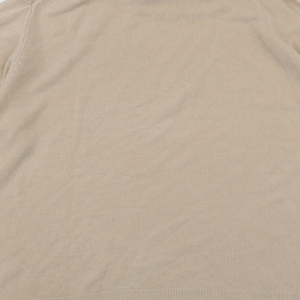 M&S Womens Beige Round Neck  Acrylic Pullover Jumper Size 14