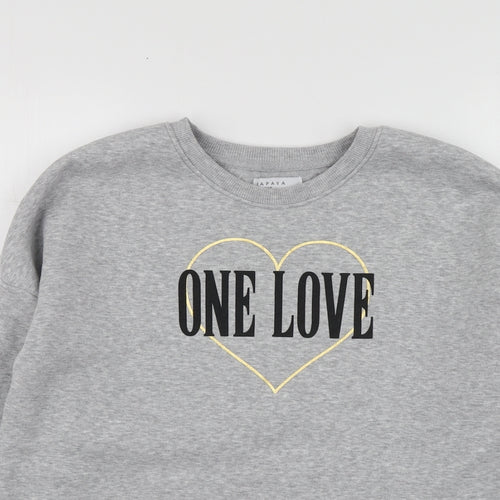 Papaya Womens Grey Geometric Polyester Pullover Sweatshirt Size M