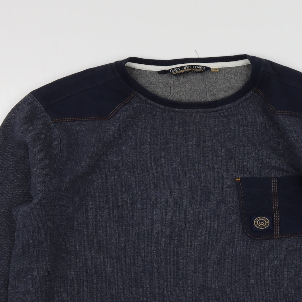 Duck and Cover Mens Blue  Cotton Pullover Hoodie Size 2XL