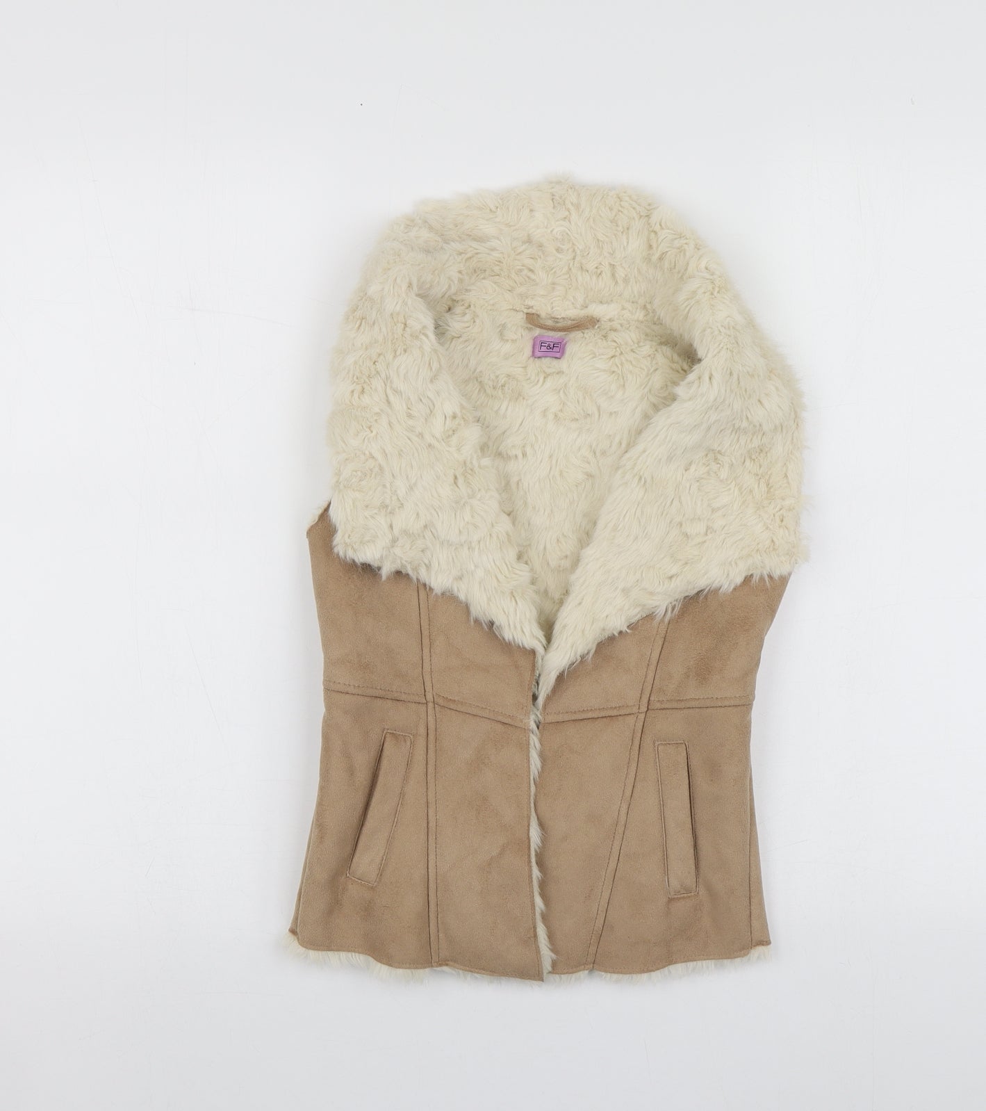 F&F Girls Beige   Gilet Jacket Size 7-8 Years
