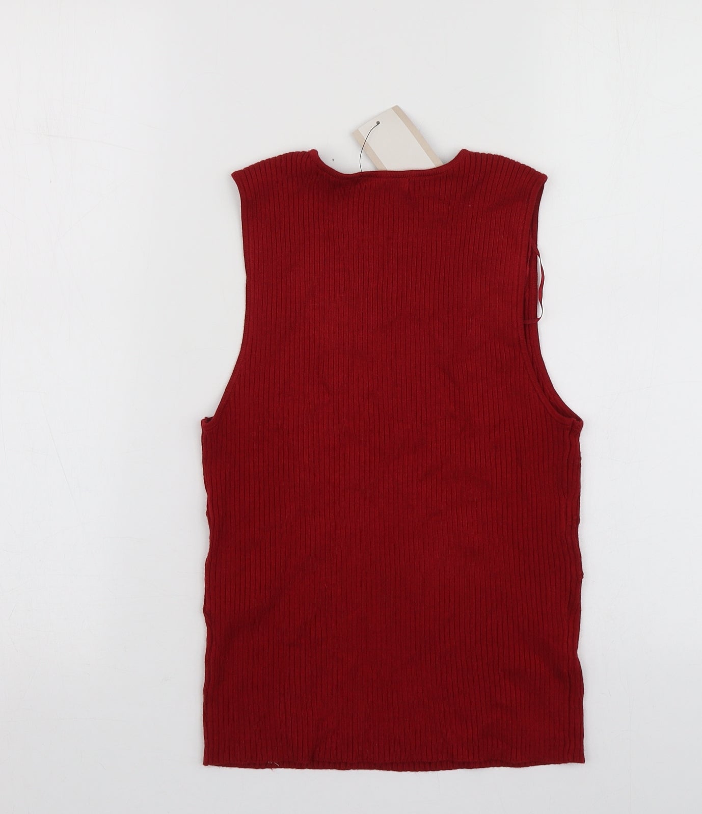 TU Womens Red  Viscose Basic T-Shirt Size 12 Round Neck