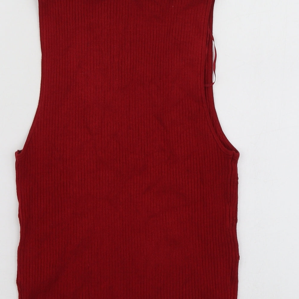 TU Womens Red  Viscose Basic T-Shirt Size 12 Round Neck