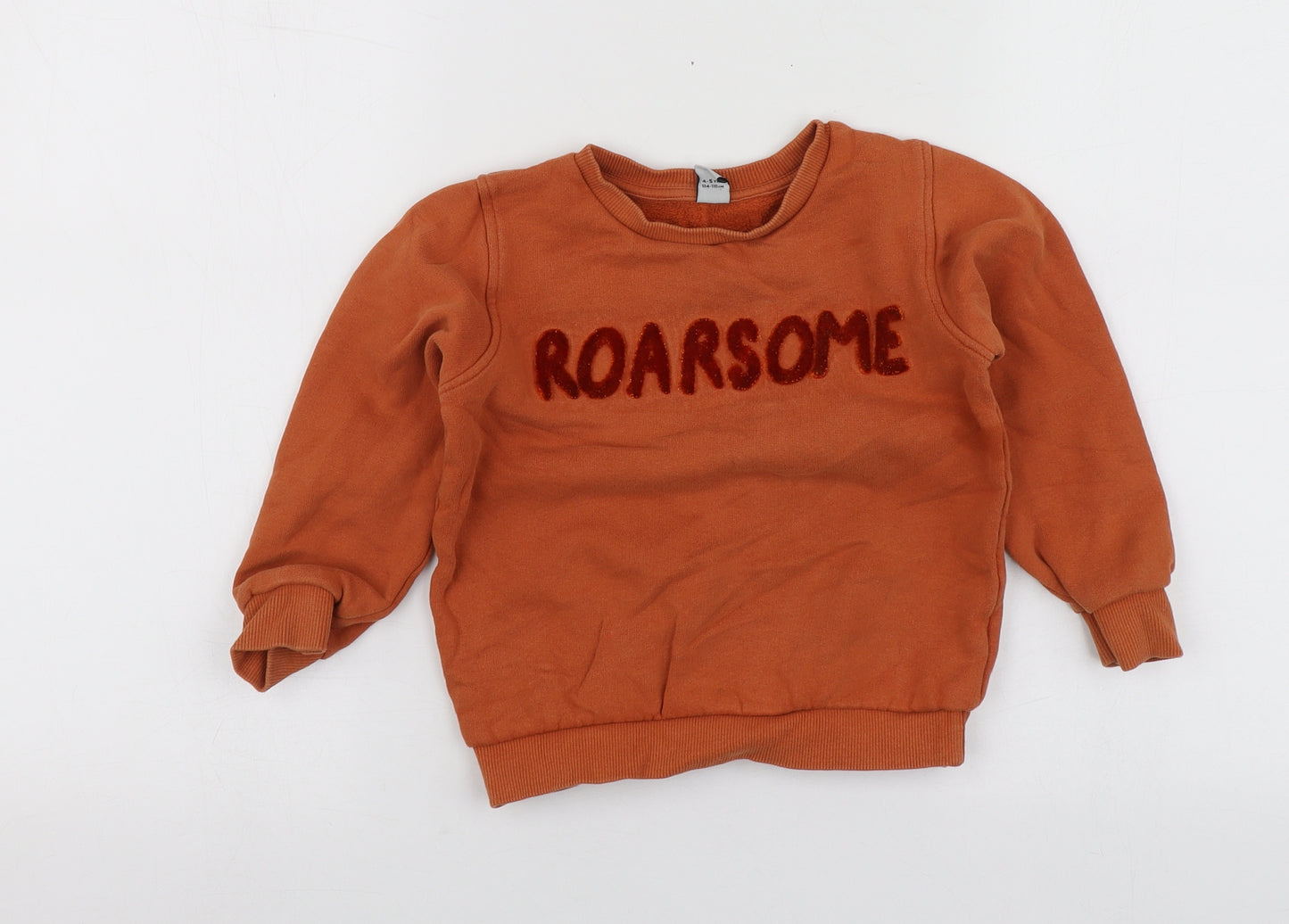 TU Boys Orange Geometric Cotton Pullover Sweatshirt Size 4-5 Years