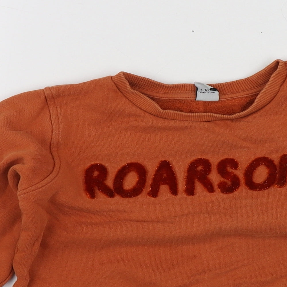 TU Boys Orange Geometric Cotton Pullover Sweatshirt Size 4-5 Years