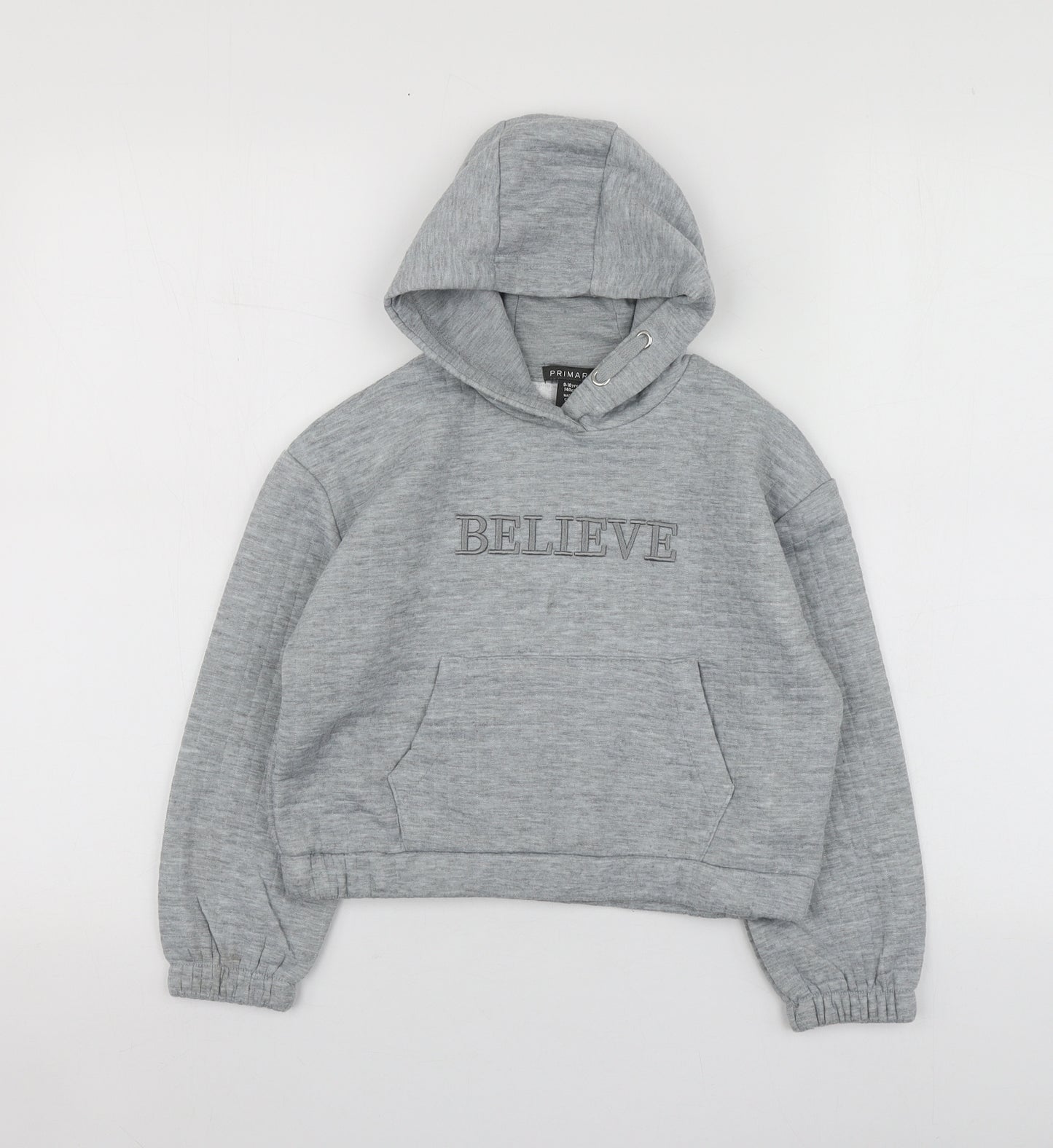 Primark Girls Grey Geometric Polyester Pullover Hoodie Size 9-10 Years