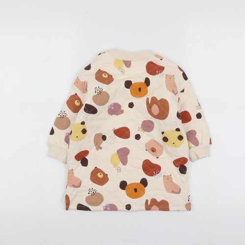 NEXT Baby Beige Geometric Cotton Basic T-Shirt Size 18-24 Months Round Neck