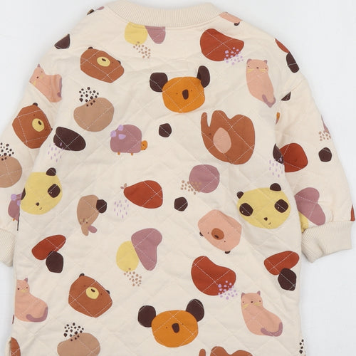 NEXT Baby Beige Geometric Cotton Basic T-Shirt Size 18-24 Months Round Neck