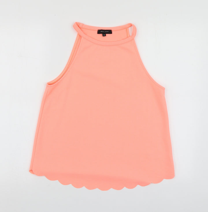 New Look Womens Orange  Polyester Basic T-Shirt Size 12 Halter