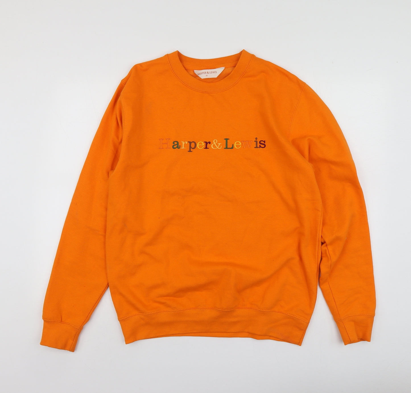 Harper&Lewis Mens Orange Geometric Cotton Pullover Hoodie Size M