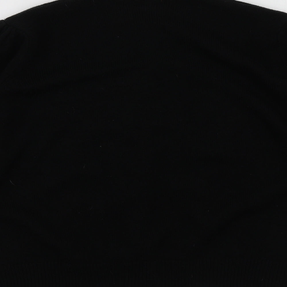 Berkertex Womens Black Round Neck Geometric Acrylic Cardigan Jumper Size 14