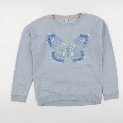 TU Girls Blue Geometric Cotton Pullover Hoodie Size 12 Years