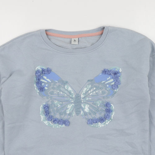 TU Girls Blue Geometric Cotton Pullover Hoodie Size 12 Years