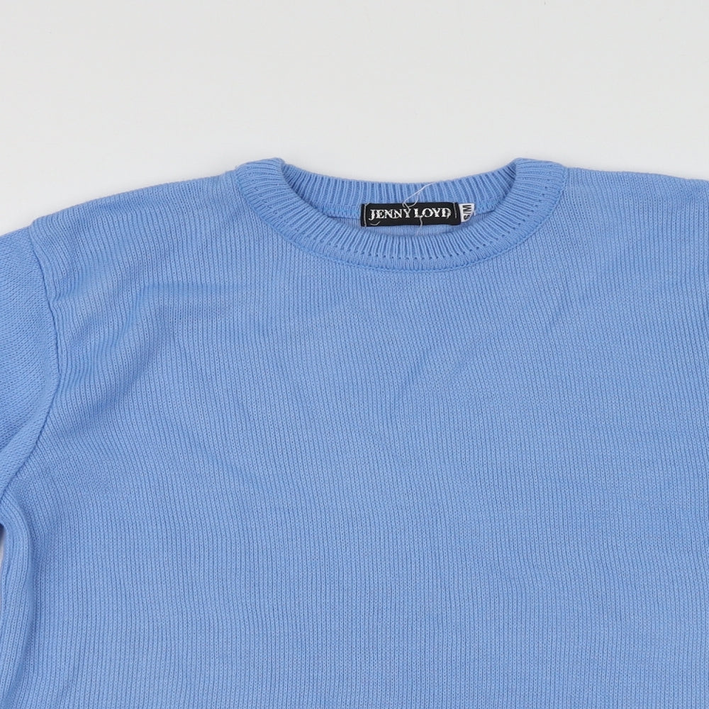 Jenny Loyd Womens Blue Round Neck  Acrylic Pullover Jumper Size M