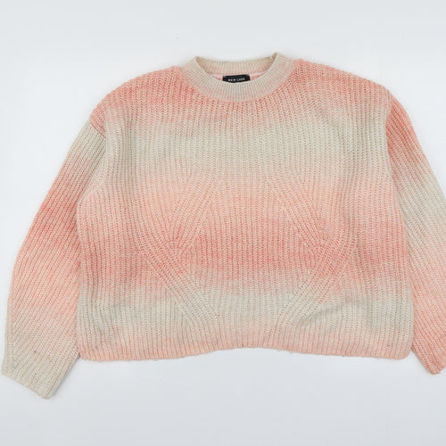 New Look Womens Pink Round Neck  Acrylic Pullover Jumper Size S