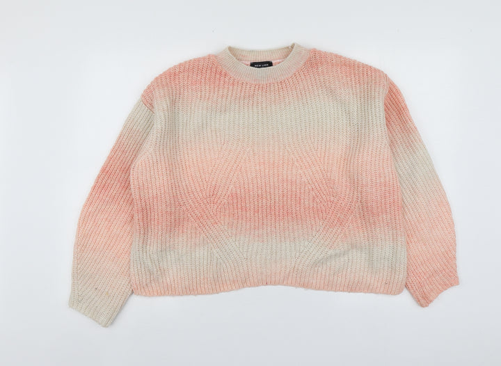 New Look Womens Pink Round Neck  Acrylic Pullover Jumper Size S
