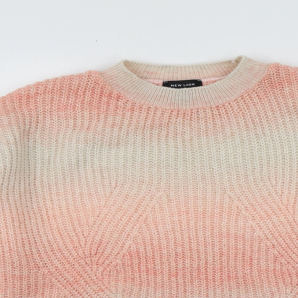 New Look Womens Pink Round Neck  Acrylic Pullover Jumper Size S