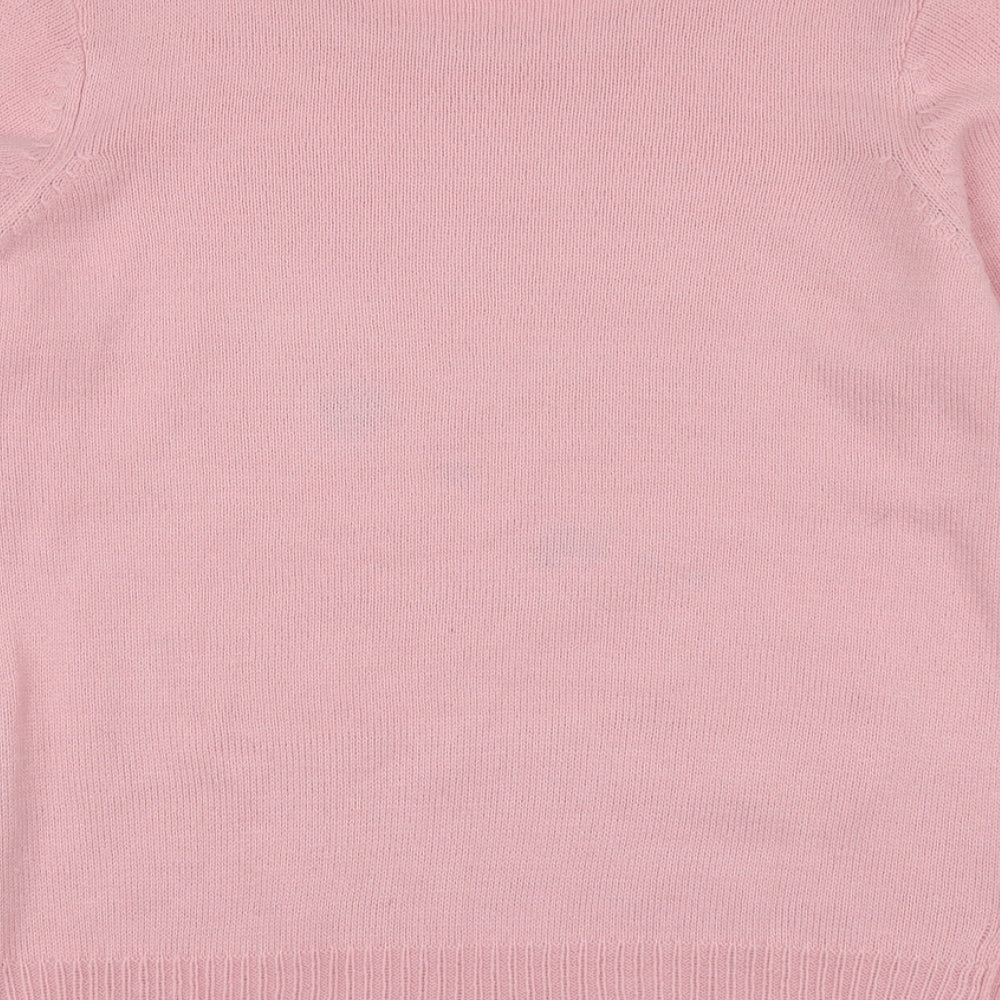 M&S Womens Pink Round Neck Geometric Acrylic Pullover Jumper Size M