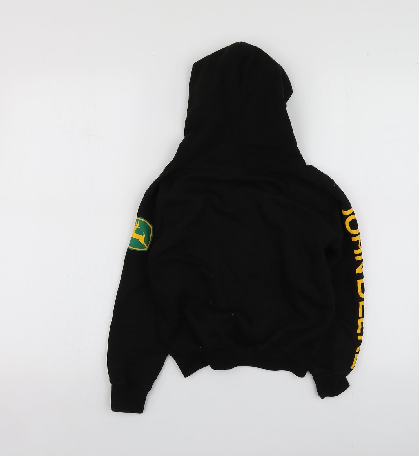 John Deere Boys Black Geometric Cotton Pullover Hoodie Size 5-6 Years