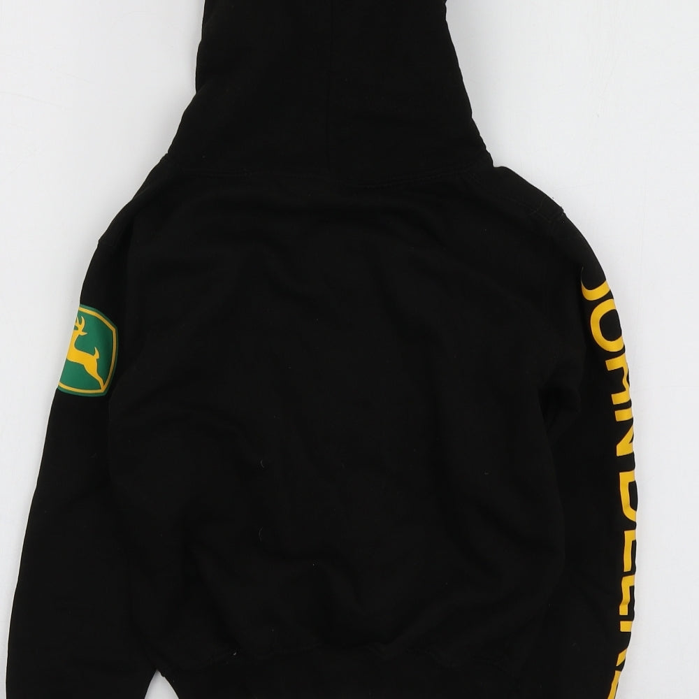 John Deere Boys Black Geometric Cotton Pullover Hoodie Size 5-6 Years