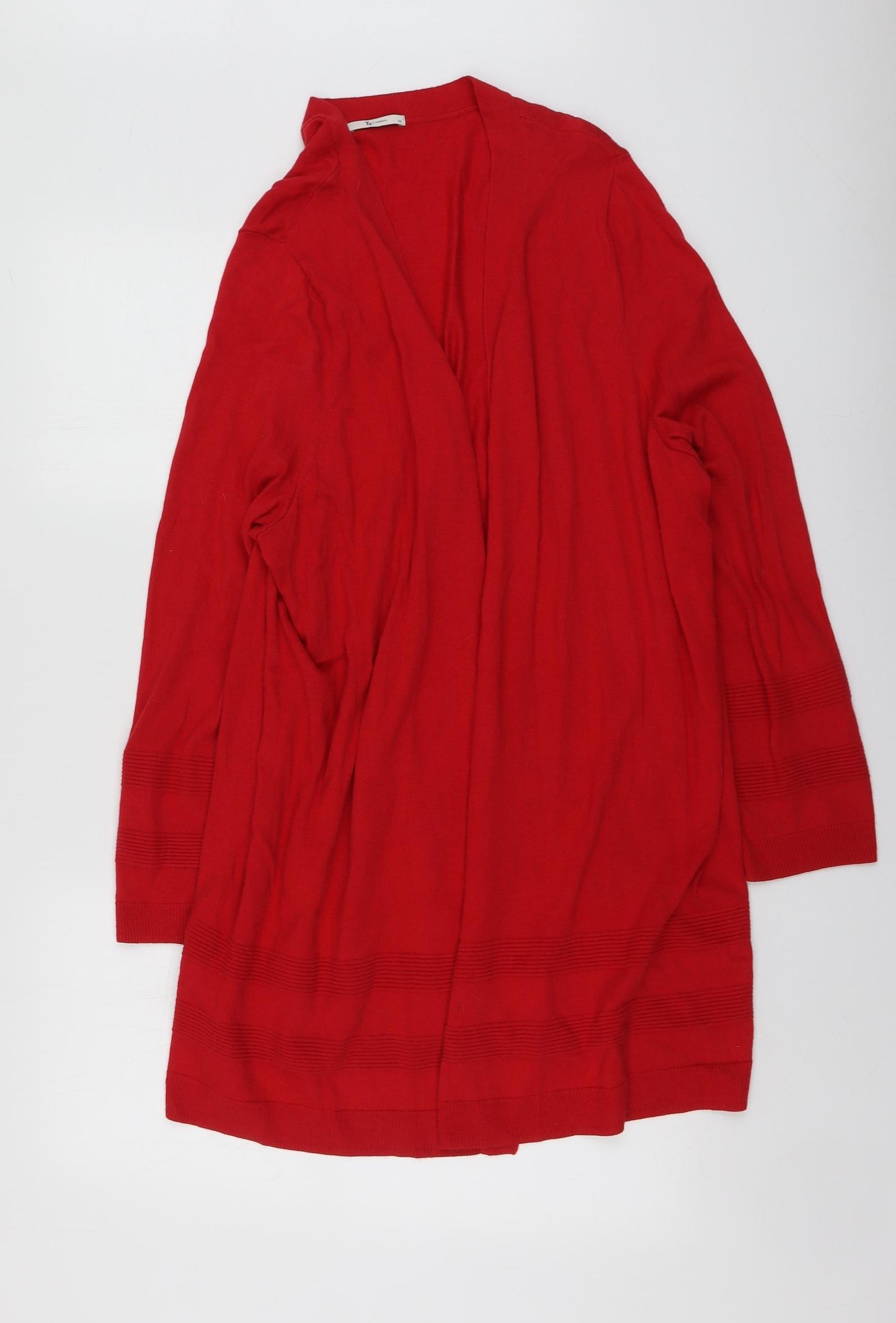 TU Womens Red V-Neck  Cotton Cardigan Jumper Size 24