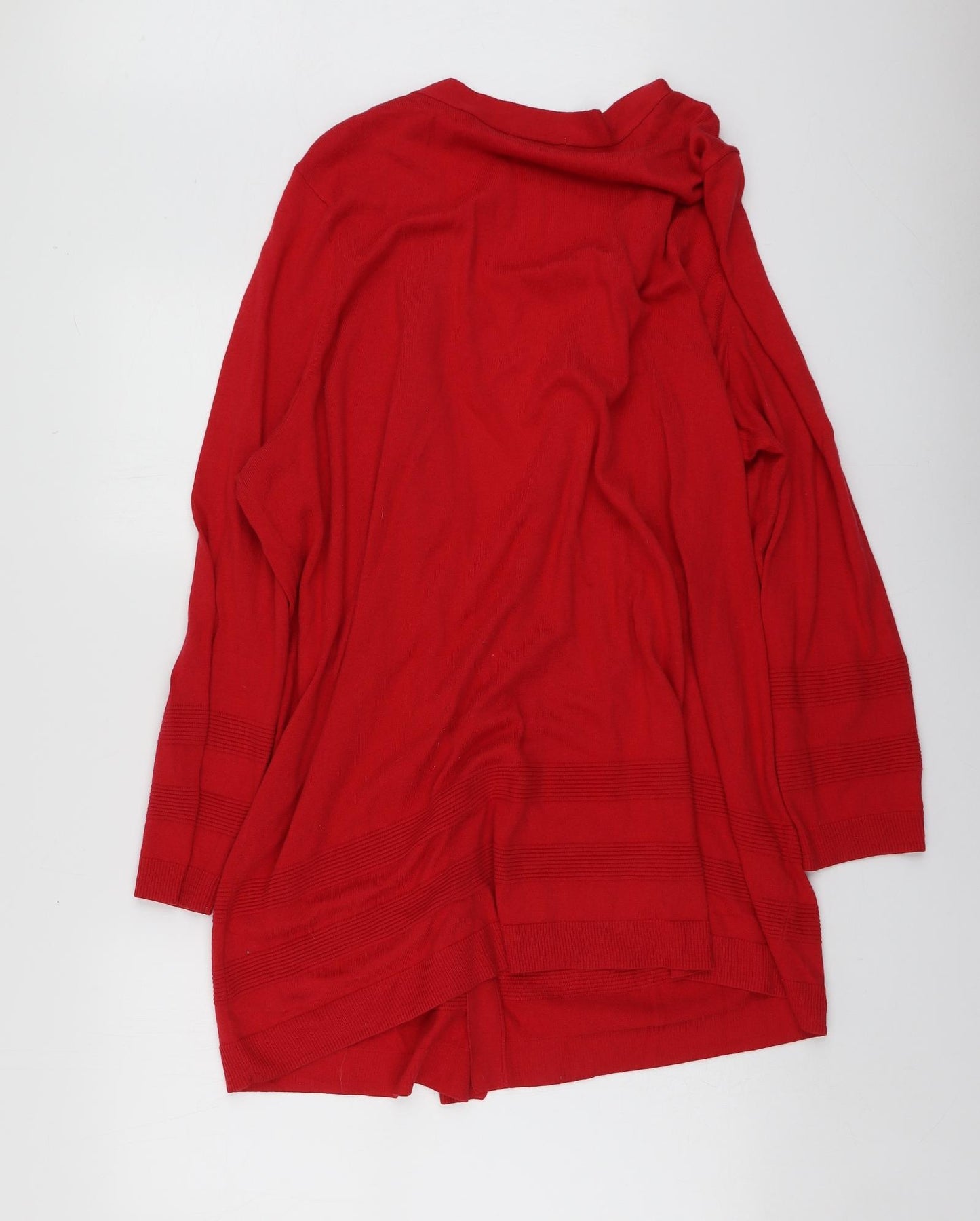 TU Womens Red V-Neck  Cotton Cardigan Jumper Size 24