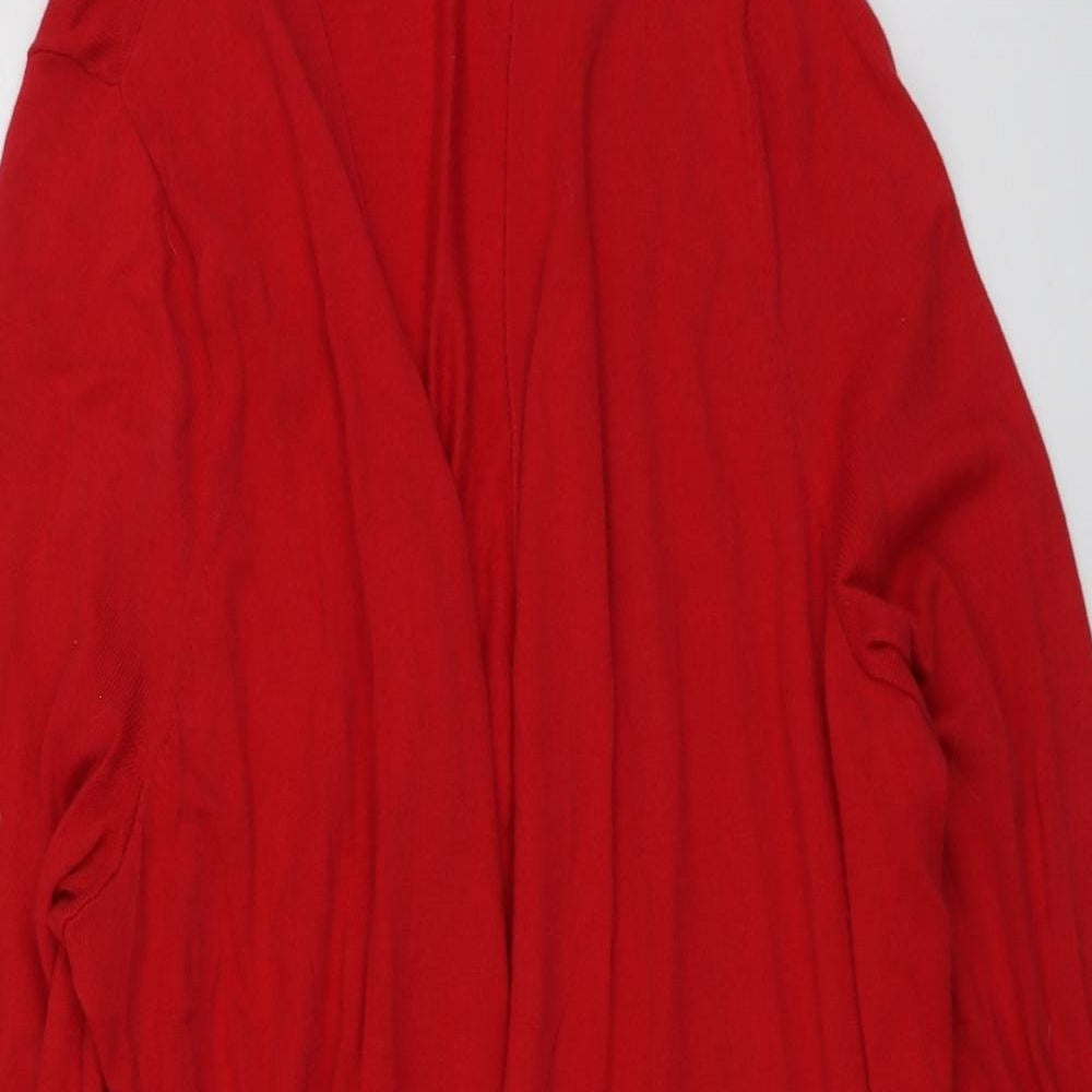 TU Womens Red V-Neck  Cotton Cardigan Jumper Size 24