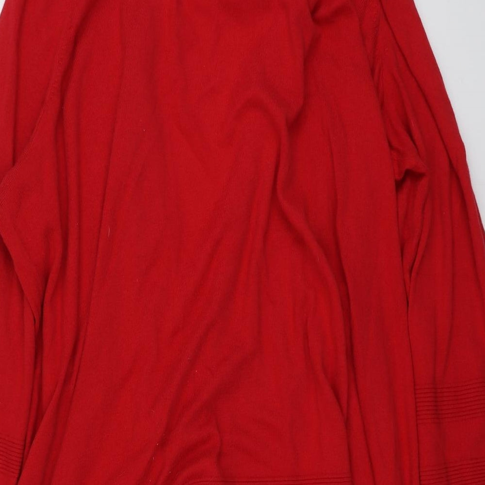 TU Womens Red V-Neck  Cotton Cardigan Jumper Size 24