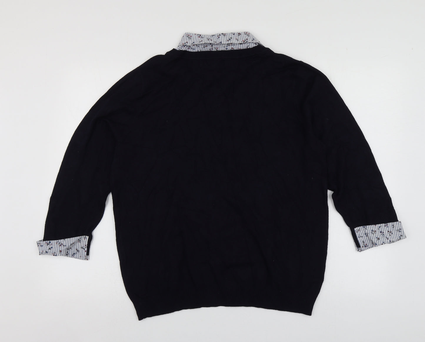 Lakeland Womens Blue Collared  Viscose Pullover Jumper Size 16